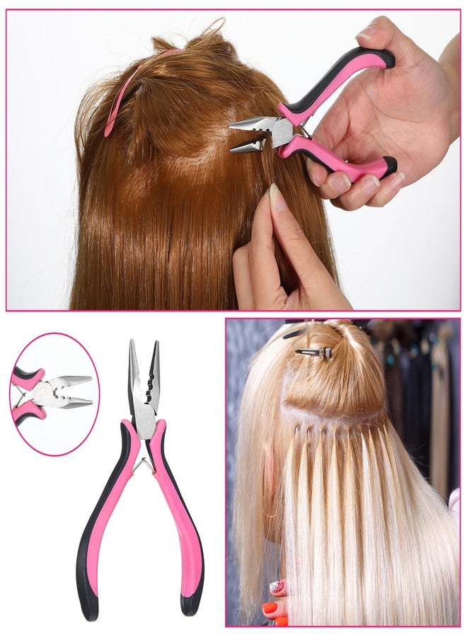 BOHUIZ Micro Links Hair Extension Pliers, 3 Holes Mini Plier Extension Tool Nano Beads for Hair Extensions for Micro and Nano Ring Hairstyle Extensions Opener and Removal Tool (Pink) - Image 5